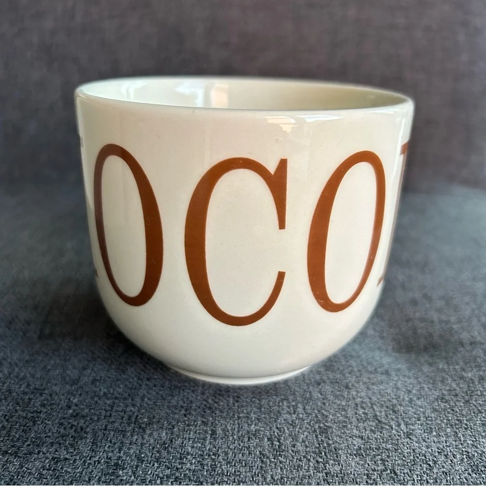 “CHOCOLAT” Coffee Mug, Ivory, Cream, Tan, Brown, 16 oz